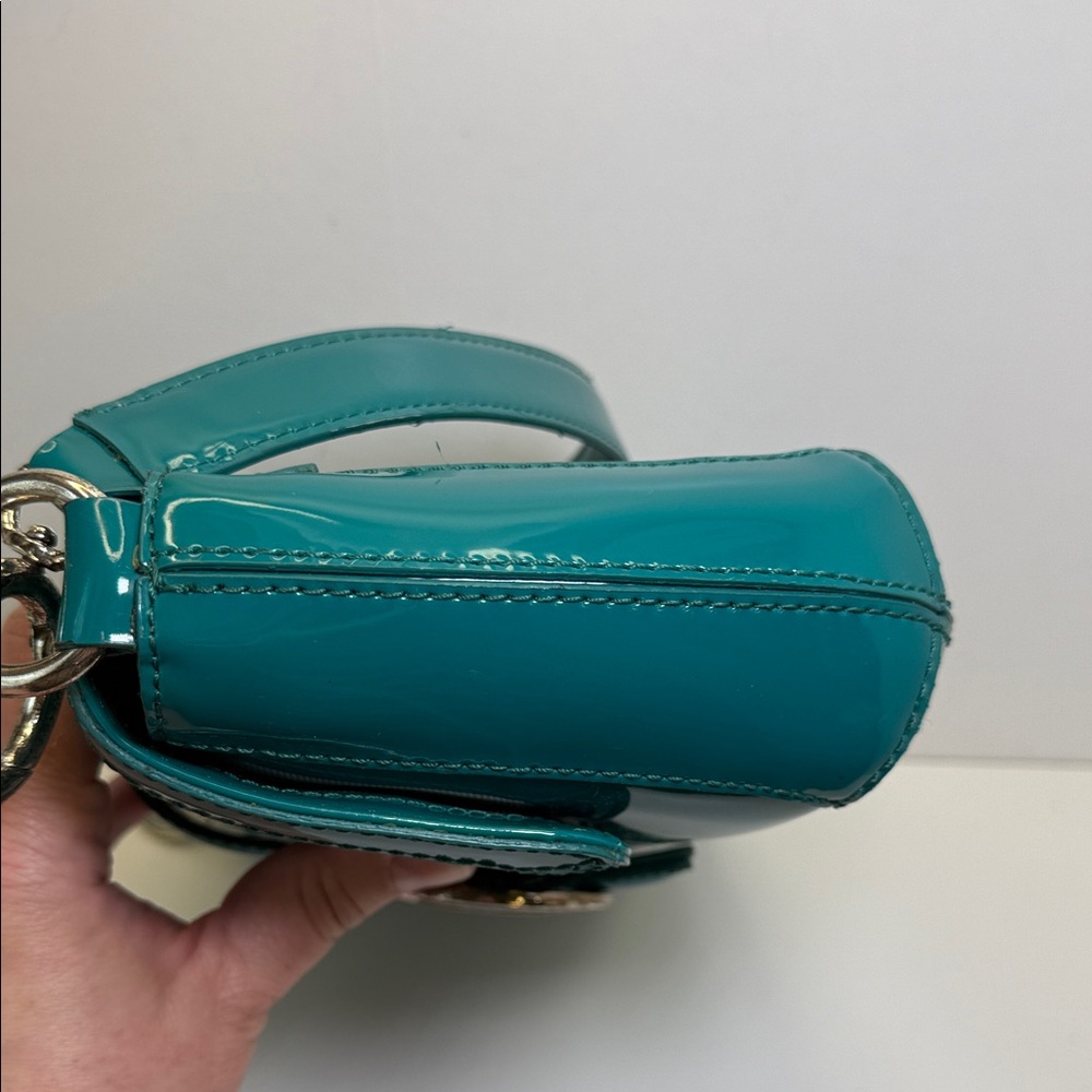 Ann Taylor Patent Teal Shoulder Bag with Buckle - Picture 9 of 15